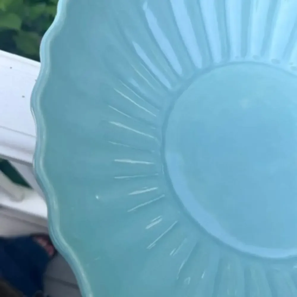 Destinos Portugal Large Turquoise Scalloped Fluted Serving Bowl 14